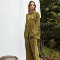 elegant satin pleated shirt