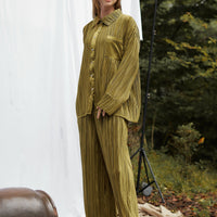 elegant satin pleated pants