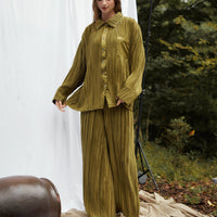 elegant satin pleated pants