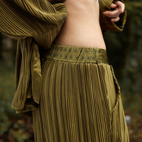 elegant satin pleated pants