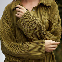 elegant satin pleated shirt