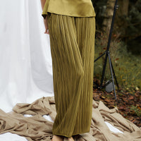 elegant satin pleated pants