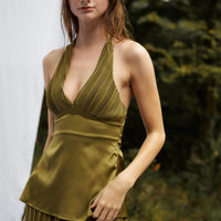 elegant satin pleated camisole