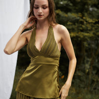 elegant satin pleated camisole