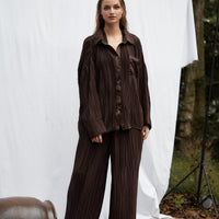 elegant satin pleated shirt