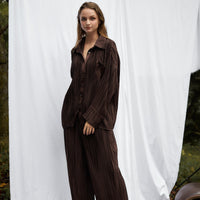 elegant satin pleated shirt