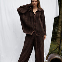 elegant satin pleated shirt