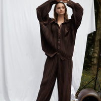 elegant satin pleated pants