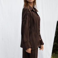elegant satin pleated shirt