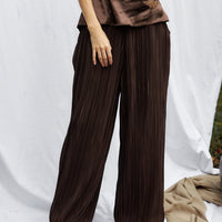 elegant satin pleated pants
