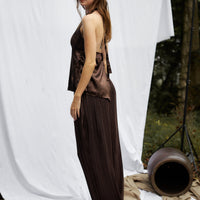 elegant satin pleated pants