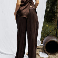 elegant satin pleated pants