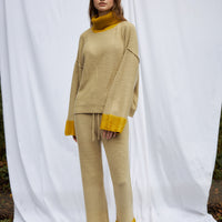two-tone soft knit pants
