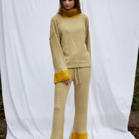 two-tone soft knit pants