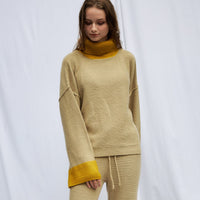 two-tone soft knit turtle top