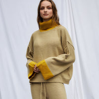 two-tone soft knit turtle top