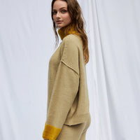 two-tone soft knit turtle top