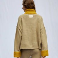 two-tone soft knit turtle top