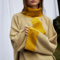 two-tone soft knit turtle top