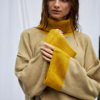 two-tone soft knit turtle top