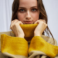 two-tone soft knit turtle top