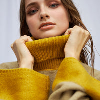 two-tone soft knit turtle top