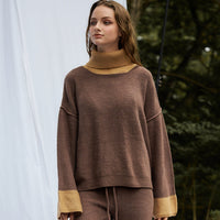 two-tone soft knit turtle top