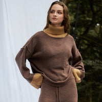 two-tone soft knit turtle top