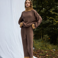 two-tone soft knit turtle top