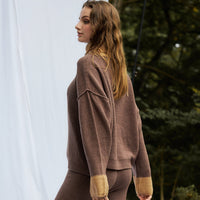 two-tone soft knit turtle top