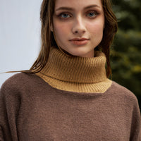 two-tone soft knit turtle top
