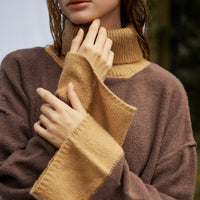 two-tone soft knit turtle top