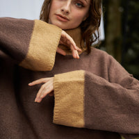 two-tone soft knit turtle top