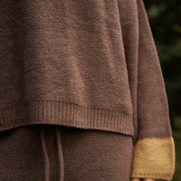 two-tone soft knit turtle top