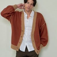 reversible V-neck knit cardigan