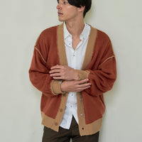 reversible V-neck knit cardigan