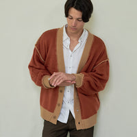 reversible V-neck knit cardigan