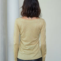 wool mix ultra light knit top / 花葉(yellow)