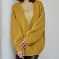 reversible V-neck knit cardigan
