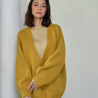 reversible V-neck knit cardigan