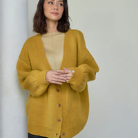 reversible V-neck knit cardigan