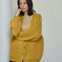 reversible V-neck knit cardigan