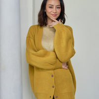 reversible V-neck knit cardigan