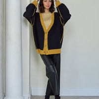 reversible V-neck knit cardigan