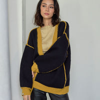 reversible V-neck knit cardigan