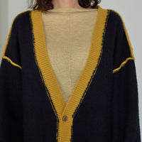 reversible V-neck knit cardigan