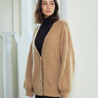 reversible V-neck knit cardigan