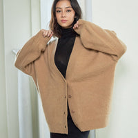 reversible V-neck knit cardigan