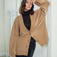 reversible V-neck knit cardigan