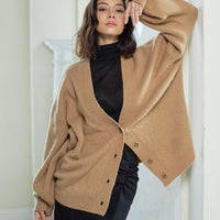 reversible V-neck knit cardigan